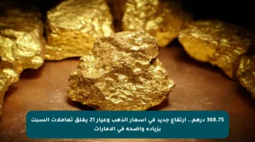 368.75 درهم.. ارتفاع جديد في أسعار الذهب وعيار 21 يغلق تعاملات السبت بزيادة واضحة في الإمارات